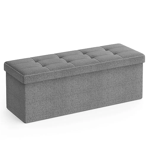 Offerta a tempo: SONGMICS MAZIE Collezione - Cassapanca, Pouf Contenitore, Poggiapiedi Pieghevole da 38 x 110 x 38 cm, Ottomano, Portante 300 kg, per Soggiorno, Camera da Letto, Entrata, Grigio Chiaro LSF77G - 15% da 39.99 € a 33.99 €