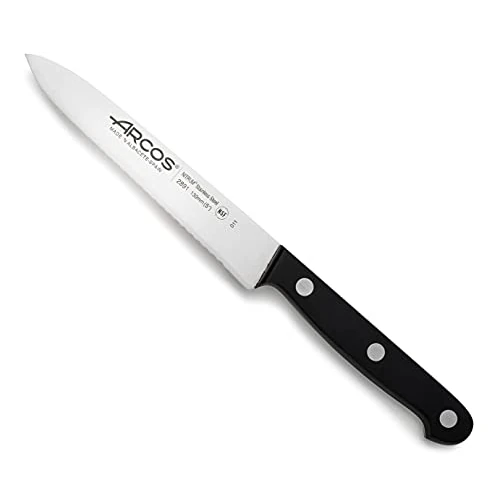 Tijdelijke aanbieding: Arcos Serie Universal - tomatenmes groentemes - lemmet nitrum roestvrij staal 130 mm - handgreep polyoxymethyleen (POM) kleur zwart van 12.13 EUR naar 12.13 EUR (korting 0%)