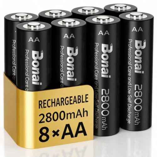 Offerta a tempo: BONAI Pile Ricaricabili AA 2800mAh Confezione da 8 - Batterie Stilo Ni-MH ad Alta Capacità, 1200 Cicli, Pre-caricate per Flash, Giocattoli e Controller - 0.00% da 16.99 € a 16.99 €