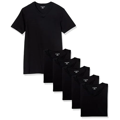 Offerta a tempo: Amazon Essentials Maglietta Intima Con Scollo A V, Traspirante, In Cotone Uomo, Pacco da 6, Nero, L - 0% da 24.80 € a 24.80 €