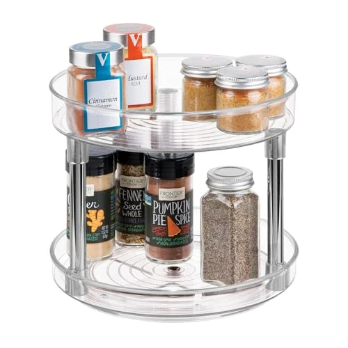 Offerta a tempo: iDesign Organizer cucina a 2 livelli, Portaspezie girevole in plastica priva di BPA, Porta spezie ideale anche per conserve e altri utensili, trasparente - 33% da 33.60 € a 22.58 €
