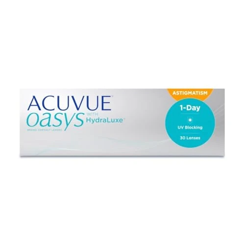 Offerta a tempo: ACUVUE OASYS 1-Day per astigmatismo; Lenti a contatto giornaliere; visione chiara e stabile per tutto il giorno,comfort elevato;-1.25 diottrie; Cilindro -1.25 ; Asse 80 ; BC 8.5; DIA 14.30; 30 lenti - 0.00% da 22.53 € a 22.53 €