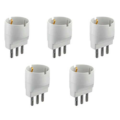 Electraline Set 5 SCHUKO TO LARGE 16 A Plug Adaptors, white, 92291