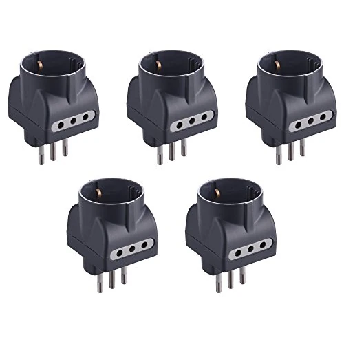 Zeitlich begrenztes Angebot: Electraline 92297 Set mit 5 Adaptern 3 Plätzen 1 Schuko + 2 10 A, Schwarz, Confezione da 5 von 11.00 € auf 11.00 € (0.00% Rabatt)