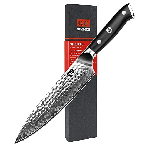 Offerta a tempo: SHAN ZU Coltelli da Cucina Damasco a 67 Strati Giapponese, 20cm Coltello da Chef in — 15% da 89,99 € a 76,35 €