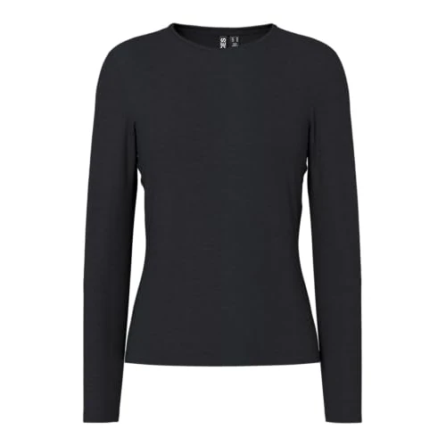 PIECES Pcsirene LS Tee Noos, Maglia a Maniche Lunghe Donna, Nero (Black Black), 42 (Taglia Produttore: X-Large)