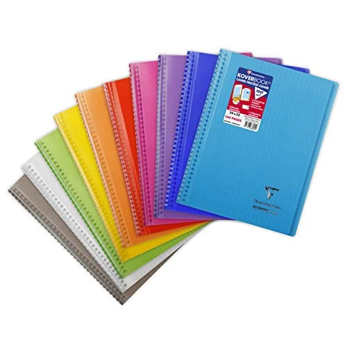 Offerta a tempo: Clairefontaine 386401C - Un cahier à spirale Koverbook 160 pages 24x32 cm 90g grands carreaux, couverture polypro enveloppante transparente couleur aleatoire - 31% da 4.49 € a 3.10 €