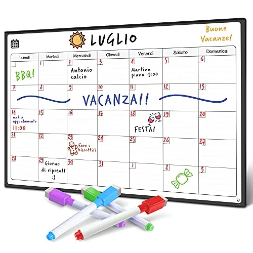 Offerta a tempo: Smart Panda Calendario Magnetico Frigo A3 – Lavagna Magnetica Mensile Cancellabile – Planner per Pasti, Lista della Spesa e To Do List, 4 Pennarelli Inclusi – in Italiano - 0.00% da 18.95 € a 18.95 €