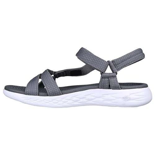 Limited-time offer: Skechers Womens On-the-go 600 Brilliancy Ankle Strap Sandals, Charcoal Textile Trim, 8 UK from 54.00 £ to 49.29 £ (save 9%)