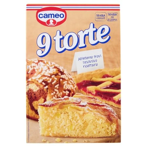 Offerta a tempo: Cameo Preparato per 9 Torte, Facile da Preparare, la Confezione Contiene la Miscela per Impasto e Ricettario con le Ricette delle 9 Torte, Senza Coloranti e Senza Olio di Palma, 373 g - 33% da 2.39 € a 1.59 €
