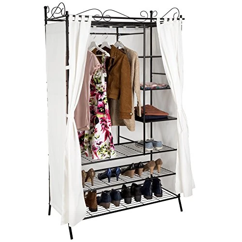 Oferta limitada: TecTake Armario de metal acero con cortina ropero con funda de tela guardarropa beige | 112 x 207 x 57cm de 127.09 EUR a 127.09 EUR (ahorro 0%)