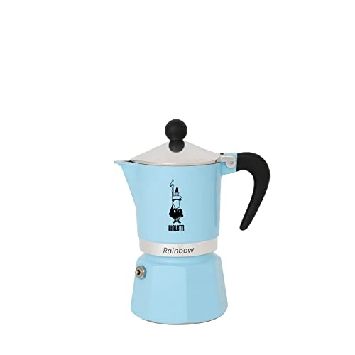 Begrenztes Angebot: Bialetti 5042 Rainbow Caffettiera Colorata, Alluminio, Azzurro, 3 Tassen, Hellblau, Himmelblau von 27.98 EUR auf 22.94 EUR (Rabatt 18%)