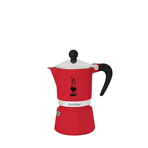 Offerta a tempo: Bialetti Rainbow Caffettiera Colorata, Alluminio, Rosso, 3 Tazze - 32% da 26.50 € a 17.99 €