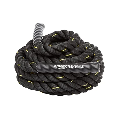 Limited-time offer: Amazon Basics Heavy Resistance Exercise Training Home Gym Workout Battle Rope - 9m x 3.8cm, Black from 38.46 £ to 27.51 £ (save 28%)