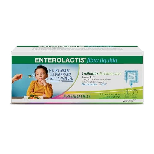 Enterolactis Fibra Liquida 12 flaconcini gusto limone: integrazione di fibre e probiotici