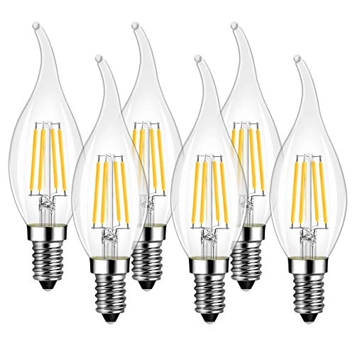 Zeitlich begrenztes Angebot: LVWIT LED Kerze Lampe E14, 470 lm, warmweiß 2700K, ersetzt 40 Watt, nicht dimmbar, Classic Kerzenform Filament, klar (6er Pack) von 15.99 € auf 13.59 € (15% Rabatt)