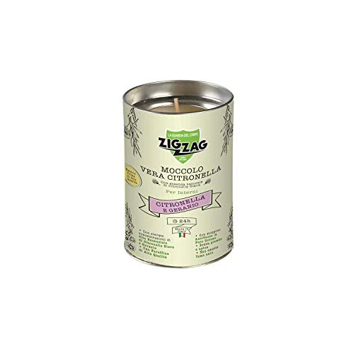 Offerta a tempo: Zig Zag, Candela all'Olio Essenziale di Citronella e Geranio, Moccolo per Interni, made in Italy, stoppino a base di fibra naturale, durata 24 Ore - 59% da 4.87 € a 1.99 €