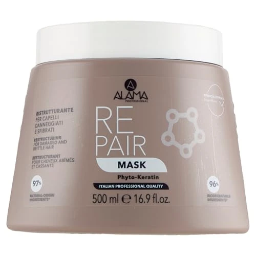 Offerta a tempo: Alama Professional Repair Maschera Ristrutturante per Capelli Danneggiati e Sfibrati, 500 Millilitri - 25% da 8.40 € a 6.30 €