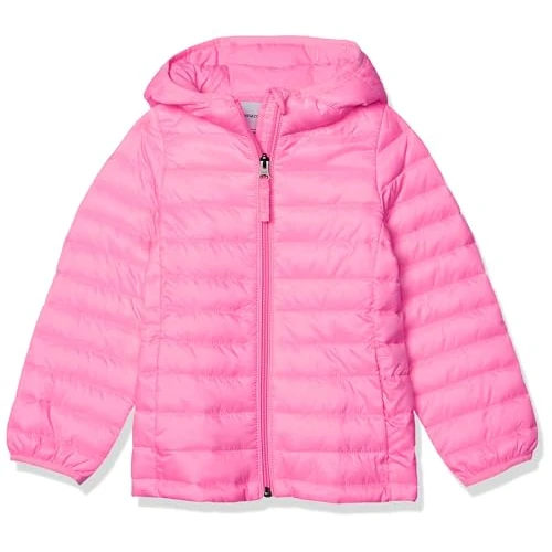 Offre limitée : Amazon Essentials Doudoune à Capuche Légère, Paquetable et Résistante à L’Eau Fille, Rose Fluo, 6-7 Ans de 22.31 € à 21.19 € (5% de remise)