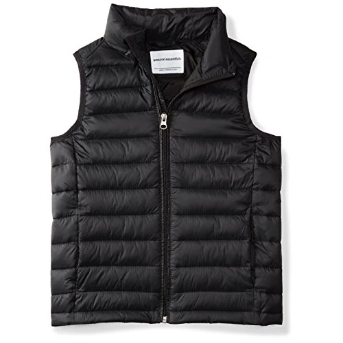 Amazon Essentials Gilet Matelassé Léger à Capuche, Imperméable Garçon, Noir, 8 ans