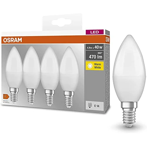 OSRAM LED lamp | Lampvoet: E14 | Warm wit | 2700 K | 5,50 W | mat | LED BASE CLASSIC B [Energie-efficiëntieklasse A+]