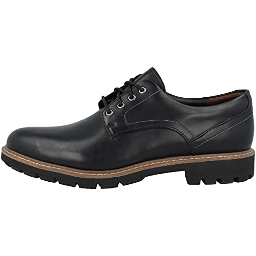 Clarks Batcombe Hall Derby - Zapatos de Cordones para Hombre, Negro (Black Leather), 42 EU