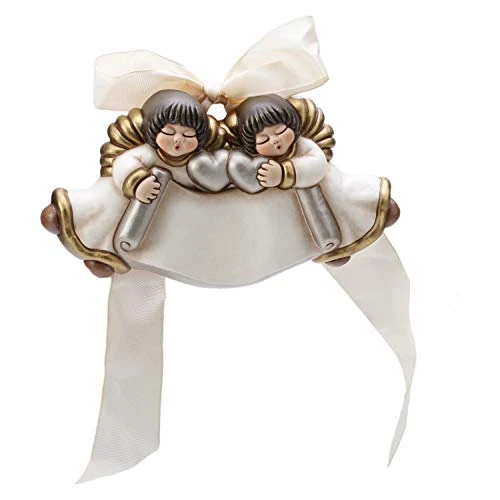 Offerta a tempo: THUN® - Coppia Angeli da Parete con Targetta Personalizzabile - Formella con Fiocco Bianco - Ceramica - Linea I Classici - 14% da 54.90 € a 47.10 €