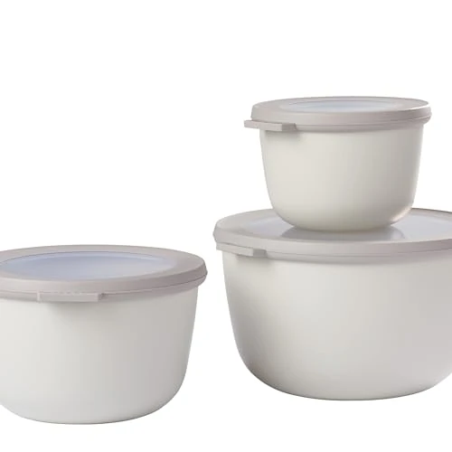 Limited-time offer: Mepal – Multi Bowl Cirqula 3-Piece Set – Food Storage Container with Lid - Suitable as Airtight Storage Box for Fridge & Freezer, Microwave Container & Servable Dish - 500, 1000, 2000ml - Nordic white from 32.99 £ to 32.99 £ (save 0.00