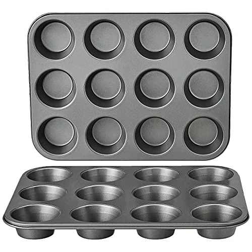 Offre limitee: Amazon Basics Ronde moules à muffins en acier carbone antiadhésif, Lot de 2, Gris de 15.74 EUR a 15.74 EUR (economie 0%)