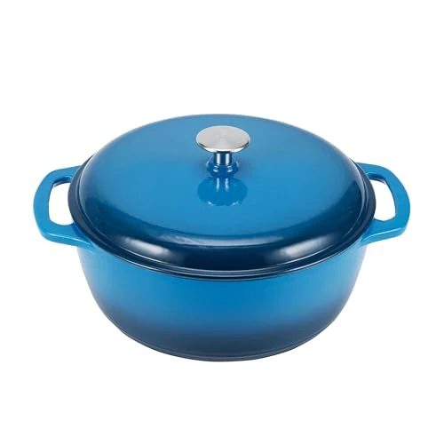 Limited offer: Amazon Basics Cast Iron Dutch Oven Pot with Lid, Enameled, Round, Dual Handles, Heavy-Duty, Large, 7.3-quart, Blue from 59.99 EUR to 53.99 EUR (save 10%)