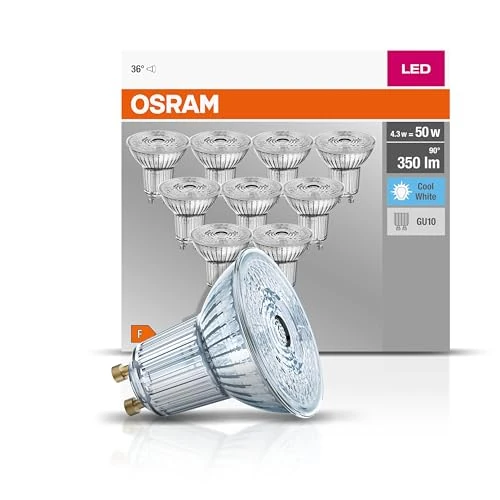 Limited offer: OSRAM LED Base PAR16 / LED-Reflectorlamp with GU10-base / not dimmable / replacement for 50 Watt / 36° beam angle/ cool white - Kelvin / 10 pack from 30.69 EUR to 15.25 EUR (save 50%)