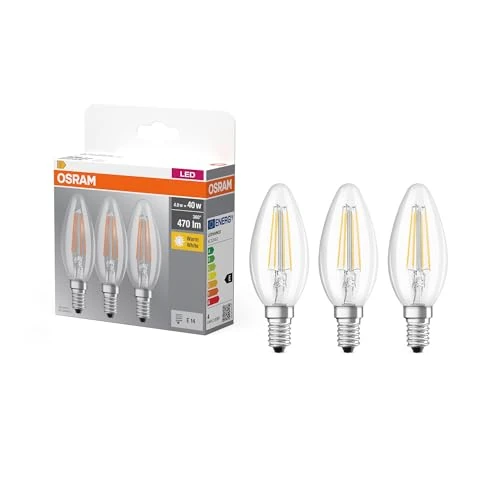 Begrenztes Angebot: Osram LED Base Classic B Lampe, in Kerzenform mit E14-Sockel, nicht dimmbar, Ersetzt 40 Watt, Filementstil Klar, Warmweiß - 2700 Kelvin, 3 Stück (1er Pack) von 2.13 EUR auf 2.13 EUR (Rabatt 0%)