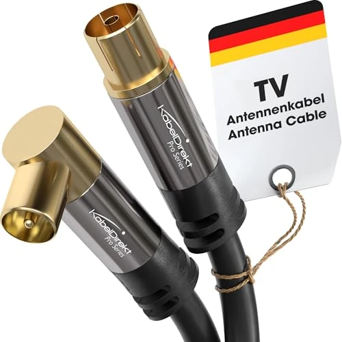 Limited-time offer: KabelDirekt – 4K TV Aerial Cable, Coaxial Cable, 90° Angled/Straight – 1m – Digital/Analogue – Available in 0.5-20m (Straight Socket/Angled Plug, DVB-C/DVB-T/DVB-S, black) from 5.99 GBP to 5.99 GBP (save 0%)