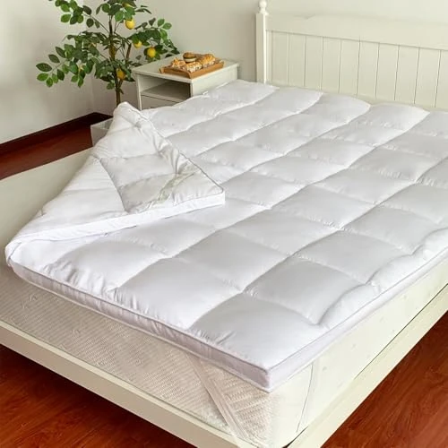 Offerta a tempo: Bedecor Topper Matrimoniale 160x200cm, Morbido, Traspirante, Migliora il materasso, Topper per Divano Letto, Migliorare il Comfort del Sonno, Coprimaterasso Matrimoniale Imbottito in Poliestere - 0.00% da 48.99 € a 48.99 €