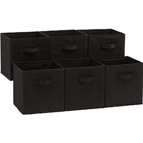 Offre limitée : Amazon Basics Lot de 6 cubes de rangement pliables en tissu avec poignées, 26,6 x 26,6 x 27,9 cm, Noir Uni de 25.99 € à 25.99 € (0.00% de remise)