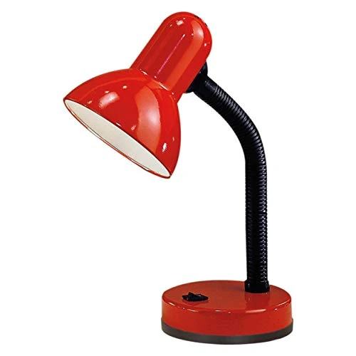 EGLO Desk lamp Basic, bedside table light made of steel and red plastic, children’s bedroom lighting with E27 socket