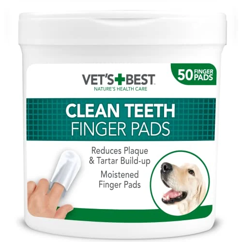 Vet's Best Tampons de nettoyage des dents pour chiens, meute de 50
