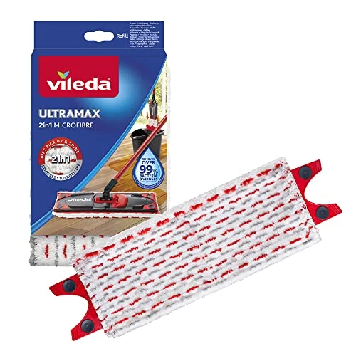 Offerta a tempo: Vileda 4023103201262 Ultra Max Ricarica 2-in-1, Microfibra, Poliestere, Dimensioni: 46 x 14,1 x 1,5 cm, Colore: Bianco e Rosso - 25% da 15.94 € a 11.99 €