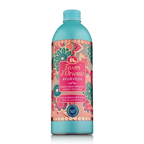 Offerta a tempo: Tesori d'Oriente - Bagno Crema Ayurveda, Bagnoschiuma dalle Note di Amla e Patchouli, Deterge Dolcemente la Pelle e Dona Luminosità e Morbidezza, 500ml - 57% da 4.29 € a 1.84 €