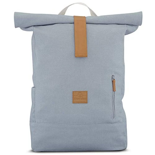 JOHNNY URBAN Mochila Mujer & Hombre Gris - Adam Large - Bolso Roll Top para Portatil para Viaje, Trabajo, Universidad - Compartimento de 15.6 Pulgadas - Repele el Agua