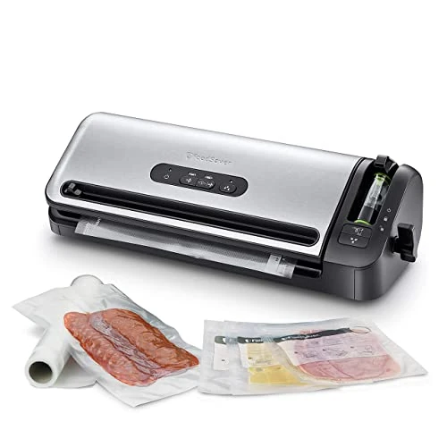 FoodSaver Vacuum Sealer Machine with Roll Cutter & Storage | Handheld Sealer | Marinade Function & Vacuum Bags [FFS017X]