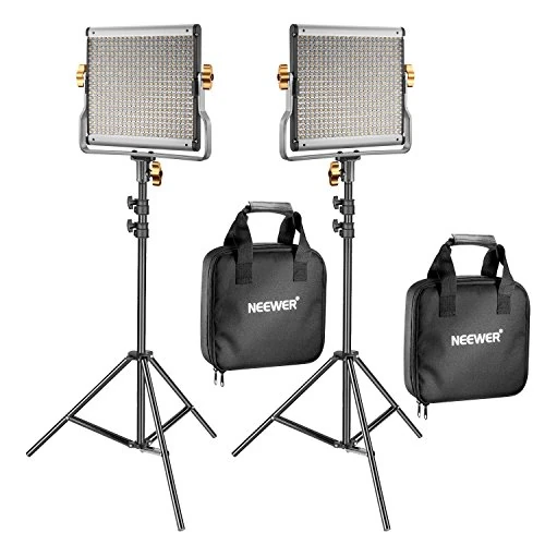 NEEWER 2 Pack Dimmable 480 LED Dual Color Video Light & Free Standing Lighting Kit Includes: 96+ 3200-5600K CRI LED Panel with U Mount, 75" Light Tripod for