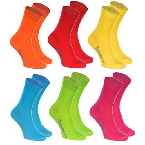 Offerta a tempo: Rainbow Socks - Donna Uomo Colorate Calze di Cotone - 6 Paia - Arancione Rosso Giallo Verde Mer Verde - Tamaño 44-46 - 9% da 17.99 € a 16.37 €