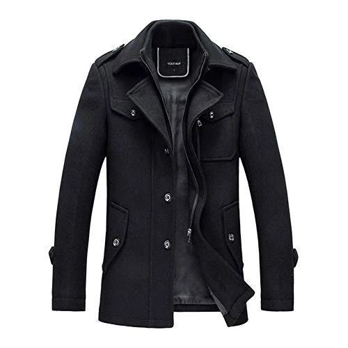 Limitiertes Angebot: YOUTHUP Herren Wintermantel mit Stehkragen und Hochwertige Materialqualität Lange Jacke L Schwarz von 84.99 EUR auf 84.99 EUR (Spare 0%)