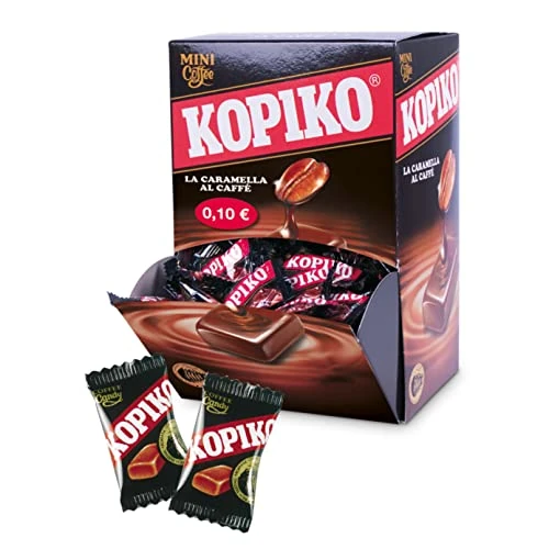 KOPIKO Mini Coffee, Caramelle Dure al Caffè Incartate Singolarmente, Display da 800 Gr, Adatte in Ogni Momento per una Pausa Golosa ed Energetica