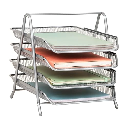 Tijdelijke aanbieding: Mind Reader Bestandsopslag, kantoor, metalen gaas, 12" L x 13,7" B x 12,5" H, Zilver, 4 Tier van 12.80 € naar 12.80 € (0.0% korting)