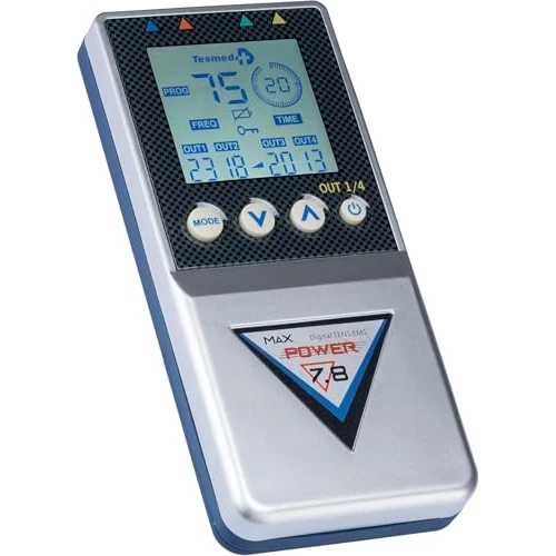 TESMED elettrostimolatore Muscolare Max 7.8 Power con 8 elettrodi- 125 tipologie di trattamenti: Addominali, potenziamento, Aumento Muscolare, estetica, Massaggi Benessere
