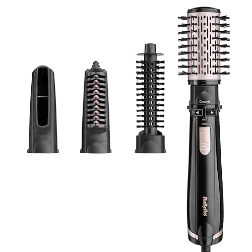 Begrenztes Angebot: BaByliss Dry, Straighten and Style - Rotierende Warmluftbürste, 1000W Ionen Rundbürstenföhn mit 4 Aufsätzen zum Föhnen, Glätten, Volumen kreieren, Schwarz, AS200E von 37.99 EUR auf 37.99 EUR (Rabatt 0%)