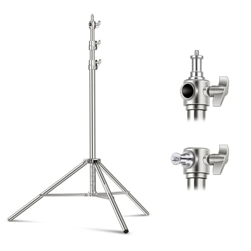 Offerta a tempo: NEEWER Supporto per treppiede per fotografia in acciaio inossidabile da 2 m,ammortizzazione a molla con adattatore a vite universale da 1/4" a 3/8" per strobo, luce ad anello, monoluce, softbox - 0.00% da 65.49 € a 65.49 €