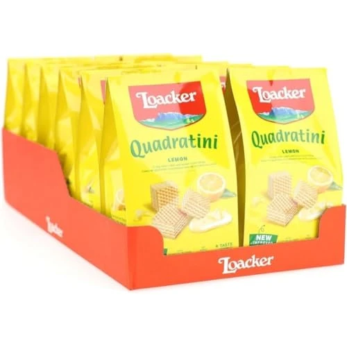 Offerta a tempo: Loacker, Quadratini Lemon, Cubetti da Mangiare in un Boccone, con Cinque Strati di Croccanti Cialdine Wafer e Quattro di Crema al Gusto Limone, Snack Dolci per Colazione, 12 Sacchettini Richiudibili - 20% da 27.99 € a 22.50 €